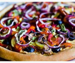 Hummus Pizza with Roasted Peppers